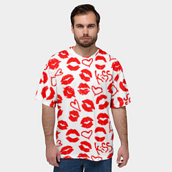 Футболка оверсайз мужская Губы и сердца, цвет: 3D-принт — фото 2