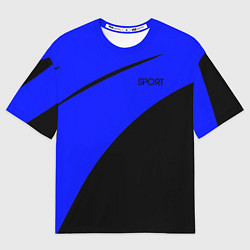 Мужская футболка оверсайз Sport сине-чёрный