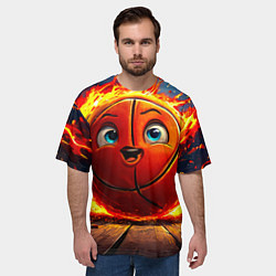 Футболка оверсайз мужская Веселый баскетбольный мяч, цвет: 3D-принт — фото 2