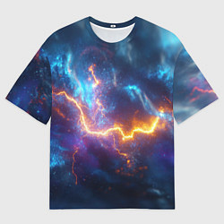 Мужская футболка оверсайз Космическая молния текстура