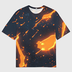 Мужская футболка оверсайз Оранжевая краска в движении