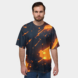 Футболка оверсайз мужская Оранжевая краска в движении, цвет: 3D-принт — фото 2