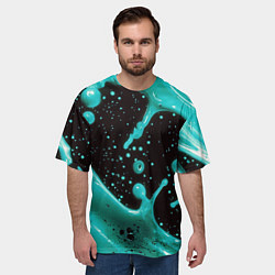 Футболка оверсайз мужская Голубая краска и капли, цвет: 3D-принт — фото 2