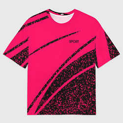 Мужская футболка оверсайз Sport розовый с чёрным в крапинку