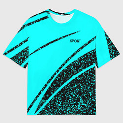 Мужская футболка оверсайз Sport голубой с чёрным в крапинку