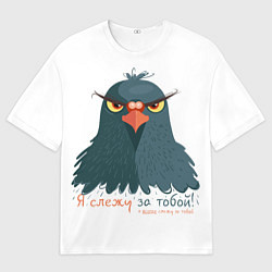 Футболка оверсайз мужская Злой голубь, цвет: 3D-принт