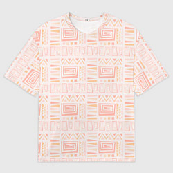 Мужская футболка оверсайз Узор в этническом стиле розово-бежевый