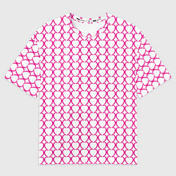 Футболка оверсайз мужская Контурный паттерн соединённые сердца, цвет: 3D-принт