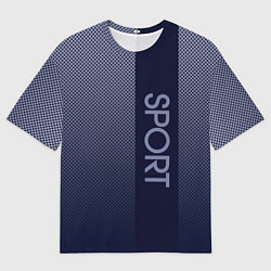Футболка оверсайз мужская Sport тёмно-синий вертикальная полоса, цвет: 3D-принт