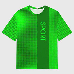 Футболка оверсайз мужская Sport зелёный с полосой, цвет: 3D-принт