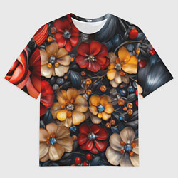 Мужская футболка оверсайз Объемные бутоны цветов