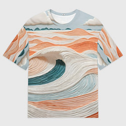 Мужская футболка оверсайз Персиковые волны