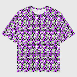 Футболка оверсайз мужская Киберпанк шестиугольники фиолетовые, цвет: 3D-принт