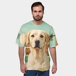 Футболка оверсайз мужская Лабрадор на фоне пальм, цвет: 3D-принт — фото 2