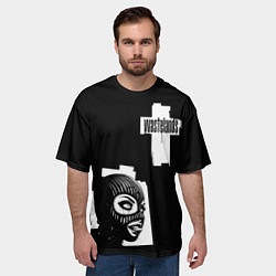 Футболка оверсайз мужская Крест и девушка в маске, цвет: 3D-принт — фото 2