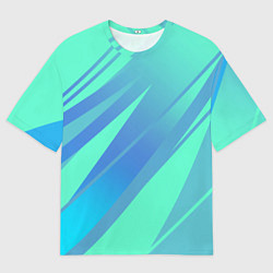 Мужская футболка оверсайз Нежный голубой с полосами градиент