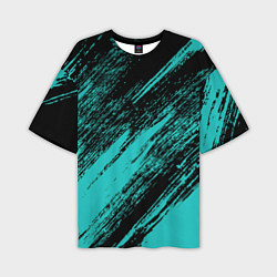 Мужская футболка оверсайз The color is black and light blue