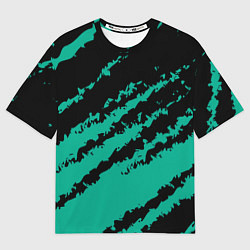 Футболка оверсайз мужская The color is black and turquoise, цвет: 3D-принт