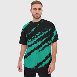 Футболка оверсайз мужская The color is black and turquoise, цвет: 3D-принт — фото 2