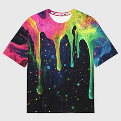 Мужская футболка оверсайз Разноцветные потеки краски