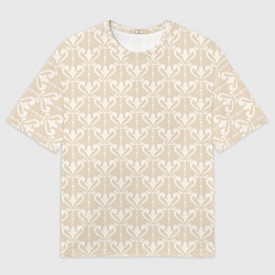 Футболка оверсайз мужская Элегантный бежевый узор с дамасками, цвет: 3D-принт