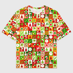 Футболка оверсайз мужская Новогодние снеговики и снежные бабы, цвет: 3D-принт