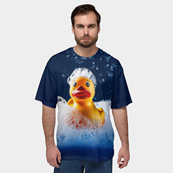 Футболка оверсайз мужская Резиновая уточка в мыльной пене, цвет: 3D-принт — фото 2