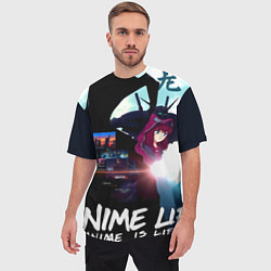 Футболка оверсайз мужская Anime is life, цвет: 3D-принт — фото 2