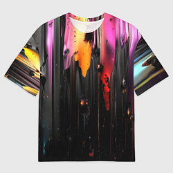 Мужская футболка оверсайз Разноцветная рельефная краска текстура