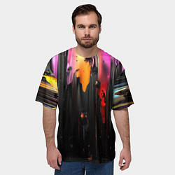 Футболка оверсайз мужская Разноцветная рельефная краска текстура, цвет: 3D-принт — фото 2