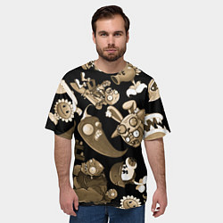 Футболка оверсайз мужская Растения против зомби в бежевом цвете, цвет: 3D-принт — фото 2