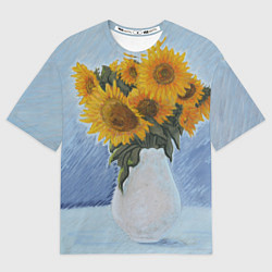 Футболка оверсайз мужская Подсолнухи в вазе, цвет: 3D-принт