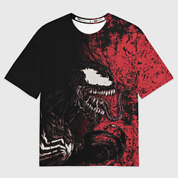 Мужская футболка оверсайз Веном на красном