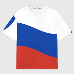 Мужская футболка оверсайз Флаг России волной
