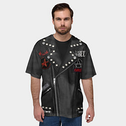 Футболка оверсайз мужская Рокерская косуха с нашивками Алиса, цвет: 3D-принт — фото 2