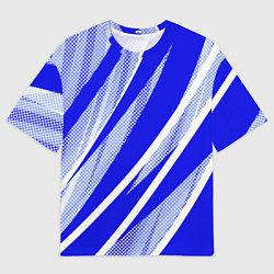 Мужская футболка оверсайз Абстрактный синий полосатый