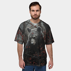 Футболка оверсайз мужская Бурый мишка в дремучем лесу, цвет: 3D-принт — фото 2