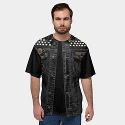 Футболка оверсайз мужская Джинсовка с славянским викингом и татуировками, цвет: 3D-принт — фото 2