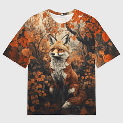 Футболка оверсайз мужская Лис в лесной чаще, цвет: 3D-принт