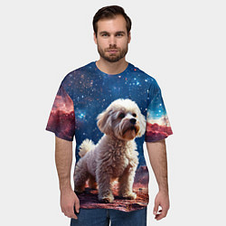 Футболка оверсайз мужская Бишон в космосе, цвет: 3D-принт — фото 2
