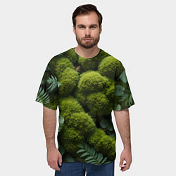 Футболка оверсайз мужская Зеленый мох и листья, цвет: 3D-принт — фото 2