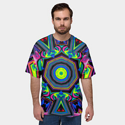 Футболка оверсайз мужская Оптический узор неоновые краски, цвет: 3D-принт — фото 2