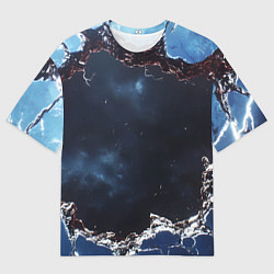 Футболка оверсайз мужская Объемная дыра в стене текстура, цвет: 3D-принт
