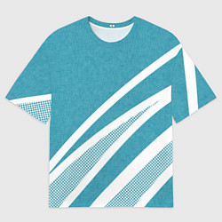 Мужская футболка оверсайз Бело-голубой абстракция с полосами