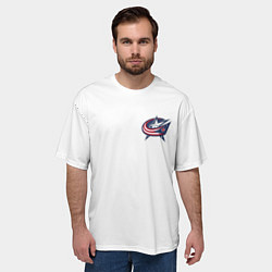 Футболка оверсайз мужская Columbus blue jackets - Sergey Bobrovsky, цвет: 3D-принт — фото 2