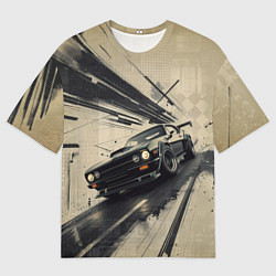 Футболка оверсайз мужская Автомобиль для уличной гонки, цвет: 3D-принт