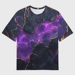 Мужская футболка оверсайз Фиолетовый разлом с молниями