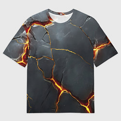 Мужская футболка оверсайз Серая текстура с золотым изломом