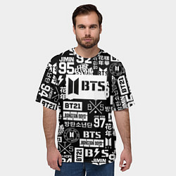 Футболка оверсайз мужская Bangtan Boys pattern black, цвет: 3D-принт — фото 2