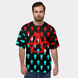Футболка оверсайз мужская Анархия человечки паттерн, цвет: 3D-принт — фото 2
